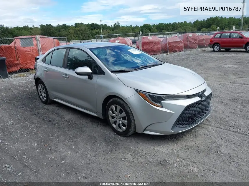 TOYOTA COROLLA 2020, VIN 5YFEPRAE9LP016787