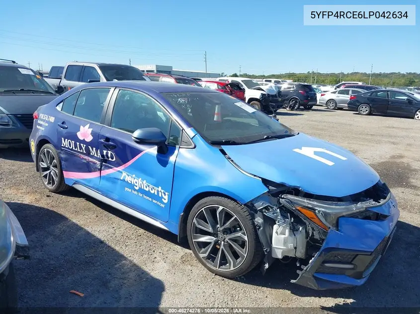 TOYOTA COROLLA 2020, VIN 5YFP4RCE6LP042634