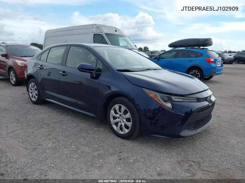 TOYOTA COROLLA 2020, VIN JTDEPRAE5LJ102909