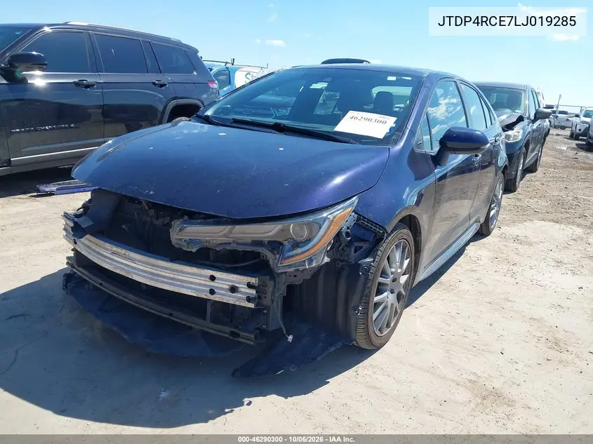 2020 TOYOTA COROLLA VIN JTDP4RCE7LJ019285 — фото 2
