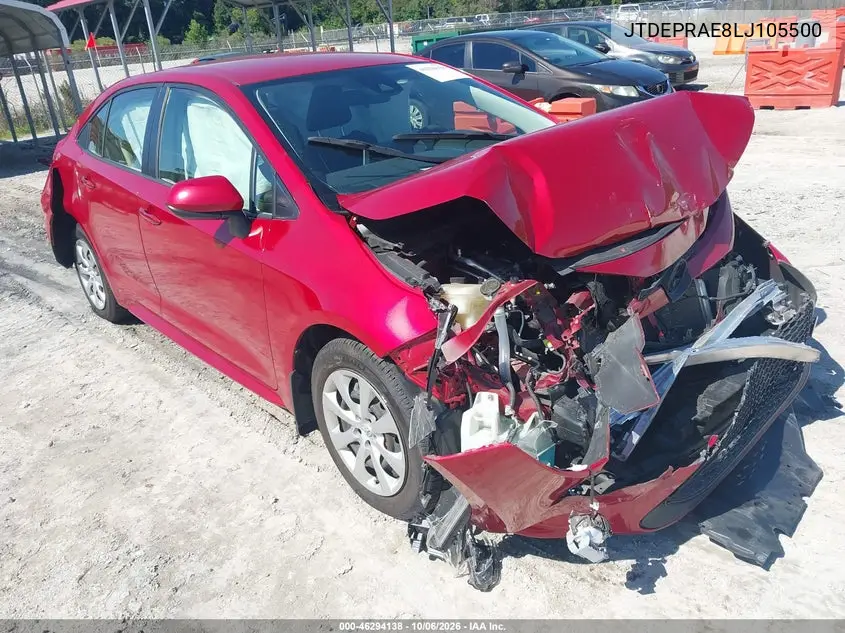 TOYOTA COROLLA 2020, VIN JTDEPRAE8LJ105500