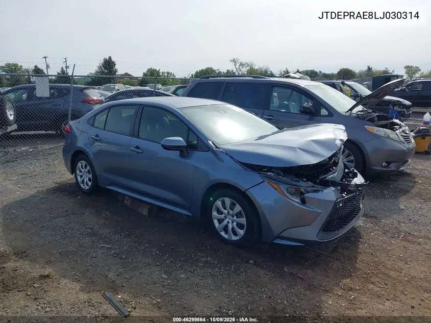 TOYOTA COROLLA 2020, VIN JTDEPRAE8LJ030314