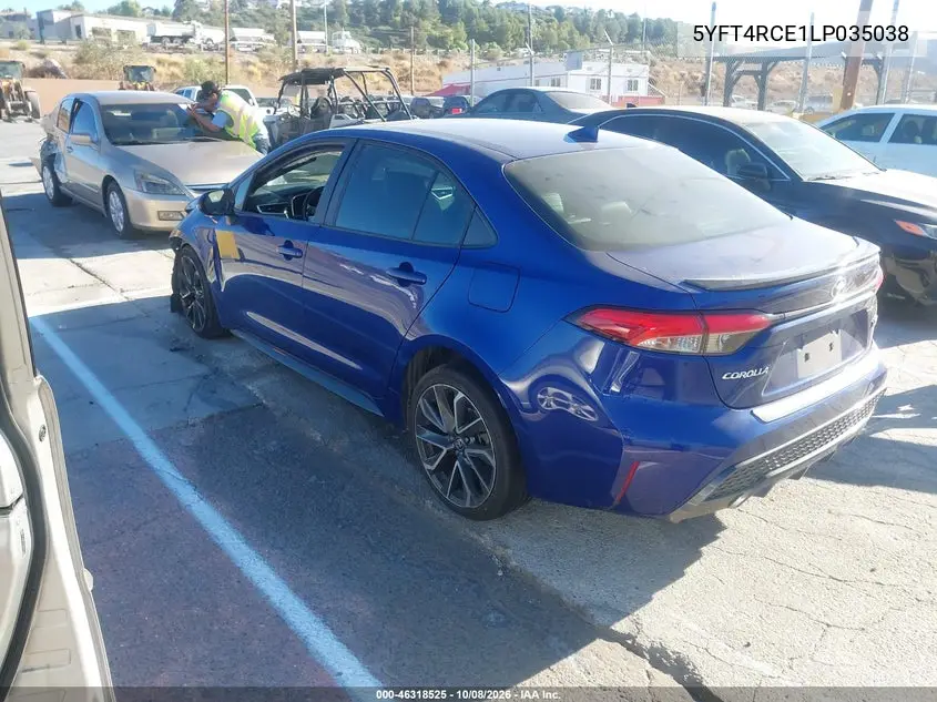 2020 TOYOTA COROLLA VIN 5YFT4RCE1LP035038 — фото 3