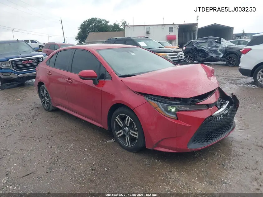 TOYOTA COROLLA 2020, VIN JTDEPRAE5LJ003250