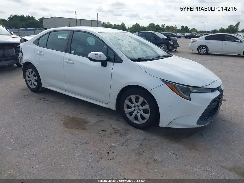 TOYOTA COROLLA 2020, VIN 5YFEPRAE0LP014216