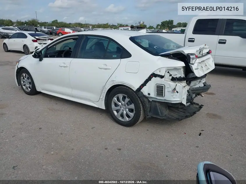 2020 TOYOTA COROLLA VIN 5YFEPRAE0LP014216 — фото 3