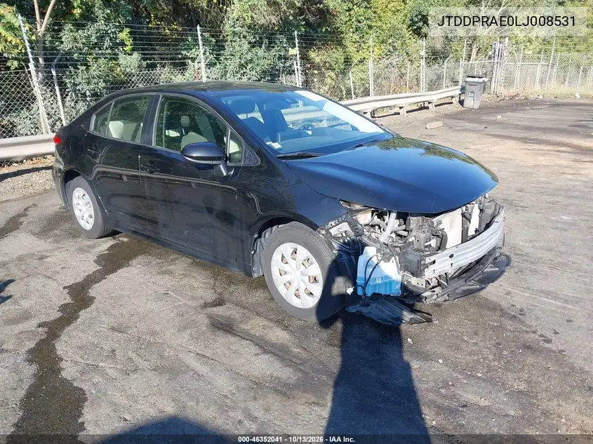 TOYOTA COROLLA 2020, VIN JTDDPRAE0LJ008531