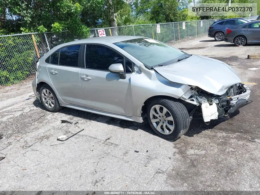TOYOTA COROLLA 2020, VIN 5YFEPRAE4LP037370