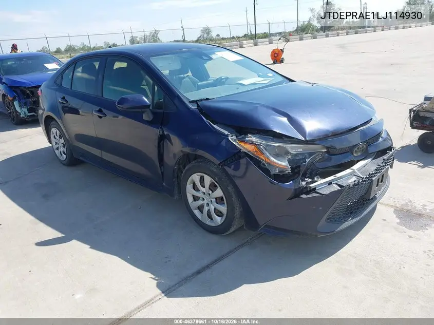 TOYOTA COROLLA 2020, VIN JTDEPRAE1LJ114930