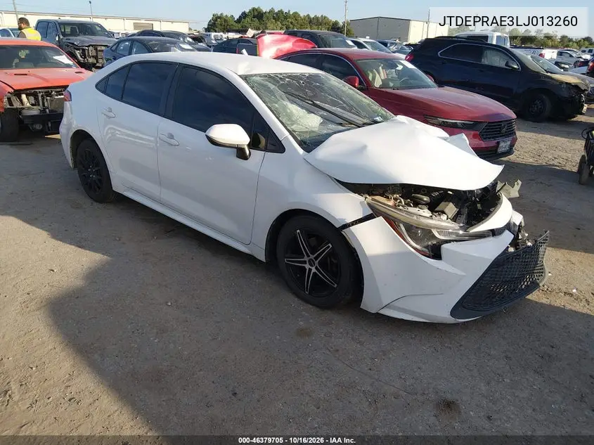 TOYOTA COROLLA 2020, VIN JTDEPRAE3LJ013260