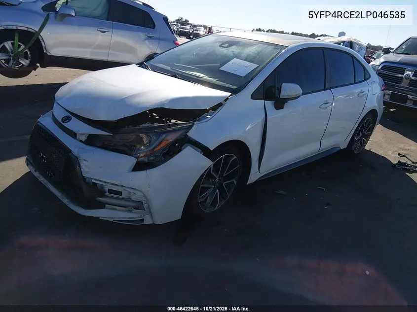 2020 TOYOTA COROLLA VIN 5YFP4RCE2LP046535 — фото 2