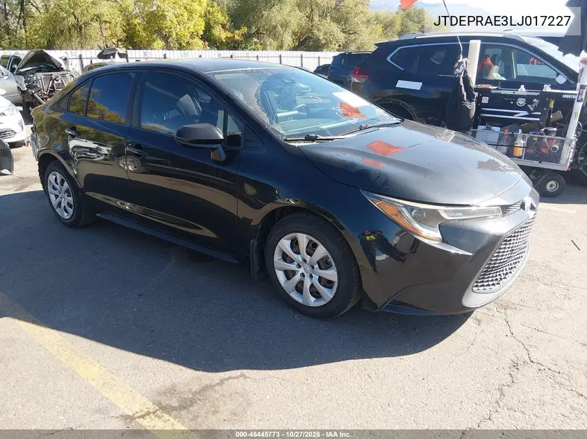 TOYOTA COROLLA 2020, VIN JTDEPRAE3LJ017227
