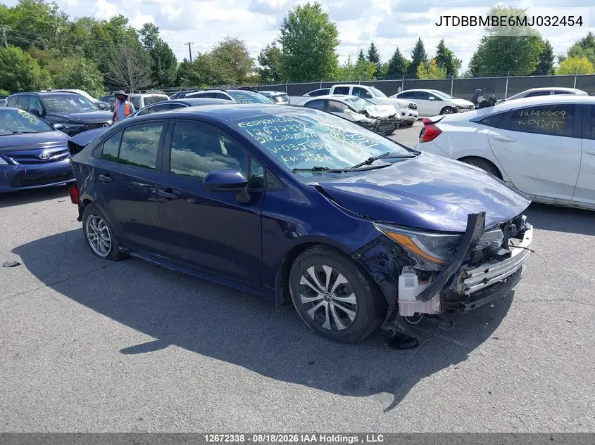TOYOTA COROLLA 2021, VIN JTDBBMBE6MJ032454