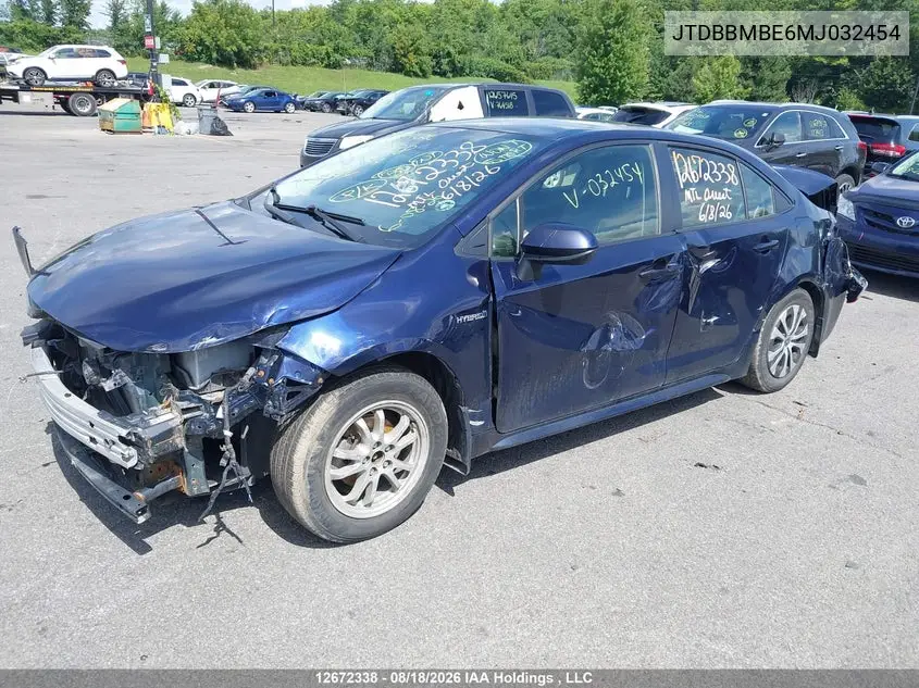 2021 TOYOTA COROLLA VIN JTDBBMBE6MJ032454 — фото 2