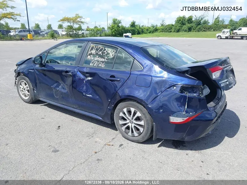 2021 TOYOTA COROLLA VIN JTDBBMBE6MJ032454 — фото 3
