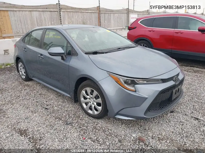 TOYOTA COROLLA 2021, VIN 5YFBPMBE3MP153813