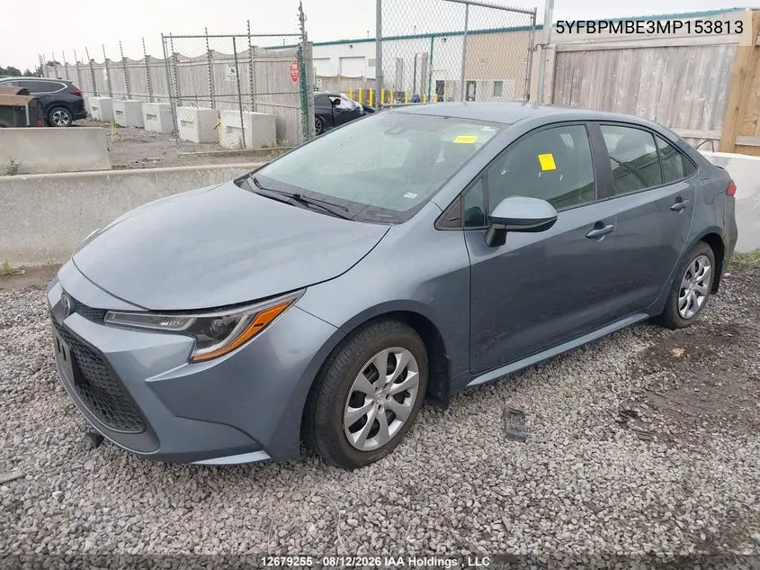 2021 TOYOTA COROLLA VIN 5YFBPMBE3MP153813 — фото 2