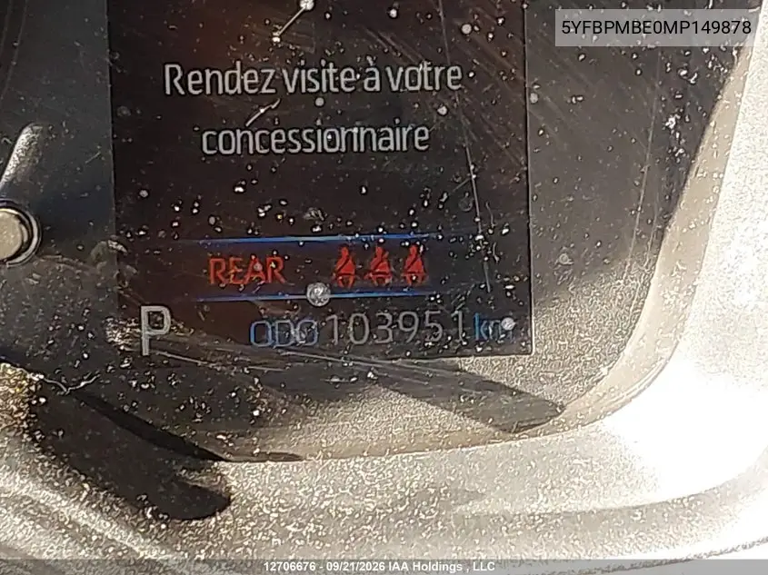 2021 TOYOTA COROLLA VIN 5YFBPMBE0MP149878 — фото 16