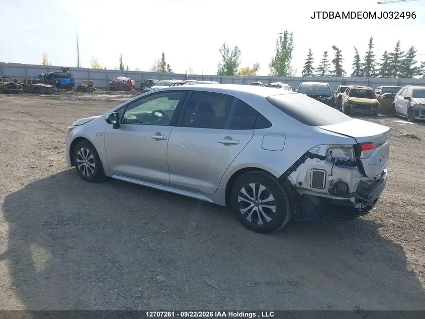 2021 TOYOTA COROLLA VIN JTDBAMDE0MJ032496 — фото 3