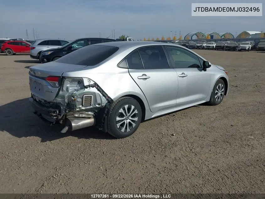 2021 TOYOTA COROLLA VIN JTDBAMDE0MJ032496 — фото 4