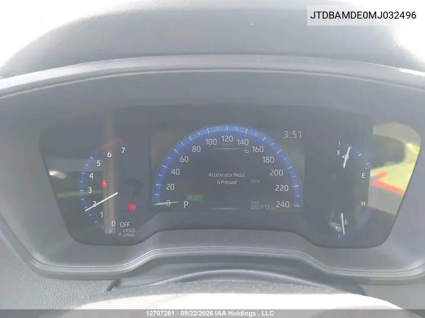 2021 TOYOTA COROLLA VIN JTDBAMDE0MJ032496 — фото 7