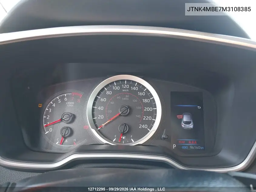 2021 TOYOTA COROLLA VIN JTNK4MBE7M3108385 — фото 7