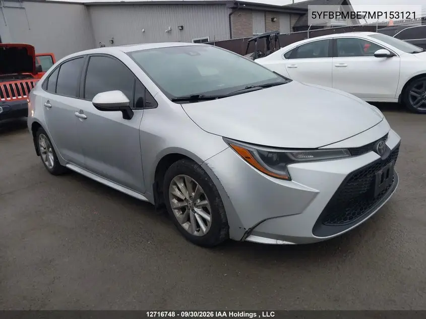 TOYOTA COROLLA 2021, VIN 5YFBPMBE7MP153121