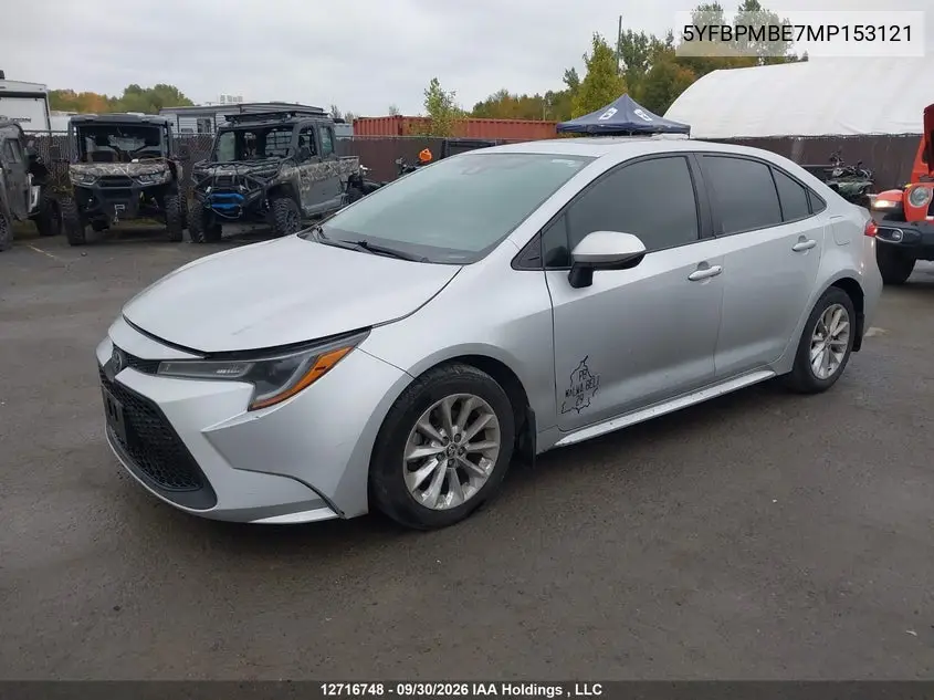 2021 TOYOTA COROLLA VIN 5YFBPMBE7MP153121 — фото 2