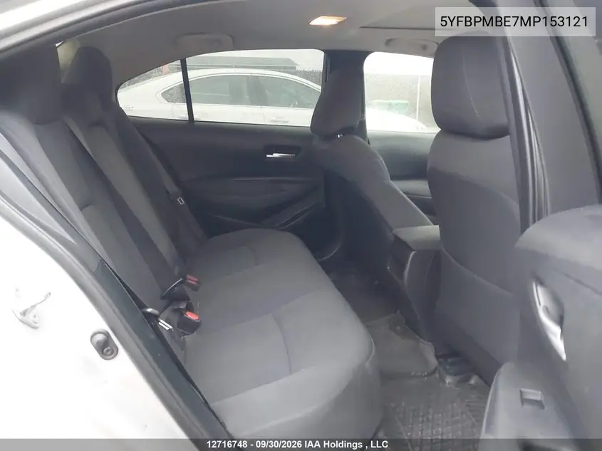 2021 TOYOTA COROLLA VIN 5YFBPMBE7MP153121 — фото 8