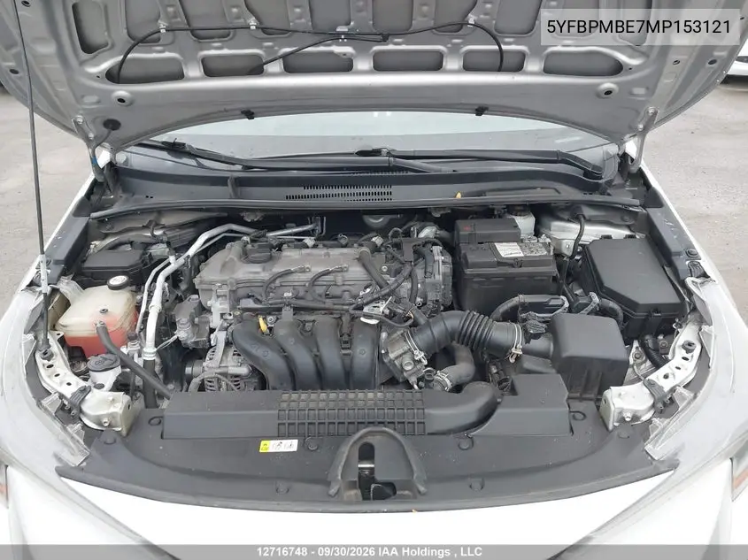 2021 TOYOTA COROLLA VIN 5YFBPMBE7MP153121 — фото 9