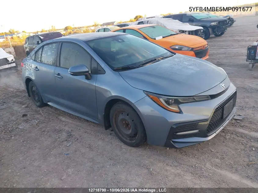 TOYOTA COROLLA 2021, VIN 5YFB4MBE5MP091677
