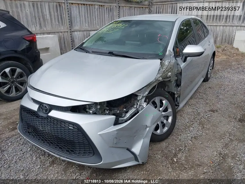 2021 TOYOTA COROLLA VIN 5YFBPMBE6MP239357 — фото 2