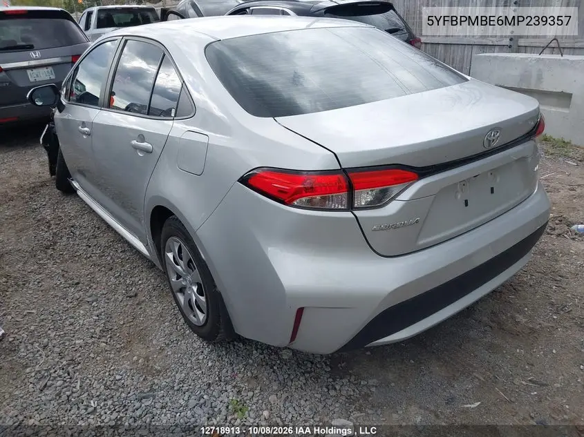 2021 TOYOTA COROLLA VIN 5YFBPMBE6MP239357 — фото 3