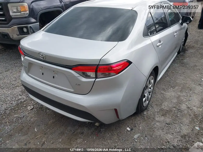 2021 TOYOTA COROLLA VIN 5YFBPMBE6MP239357 — фото 4