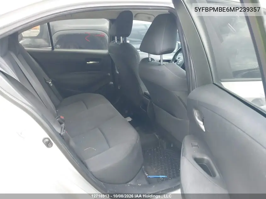 2021 TOYOTA COROLLA VIN 5YFBPMBE6MP239357 — фото 8