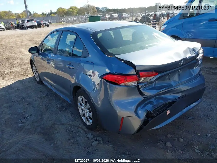 2021 TOYOTA COROLLA VIN 5YFBPMBE0MP210291 — фото 3