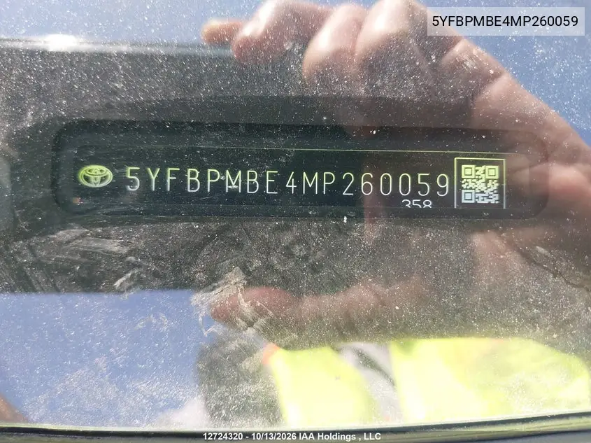 2021 TOYOTA COROLLA VIN 5YFBPMBE4MP260059 — фото 17