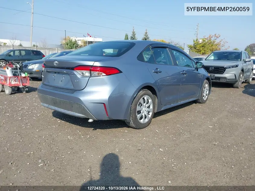 2021 TOYOTA COROLLA VIN 5YFBPMBE4MP260059 — фото 4