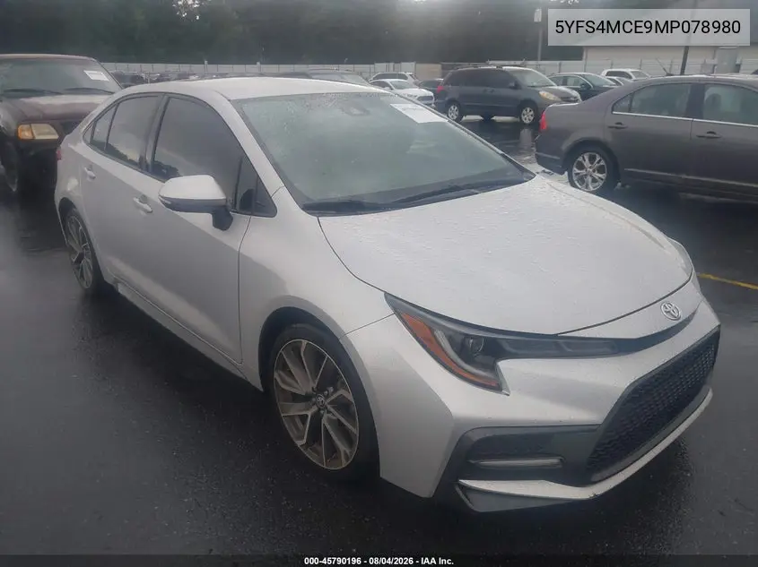 TOYOTA COROLLA 2021, VIN 5YFS4MCE9MP078980
