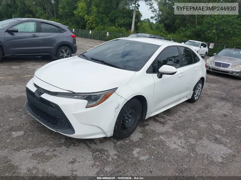2021 TOYOTA COROLLA VIN 5YFEPMAE3MP246930 — фото 2
