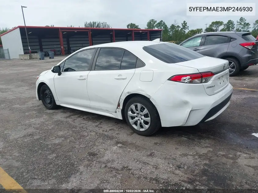 2021 TOYOTA COROLLA VIN 5YFEPMAE3MP246930 — фото 3