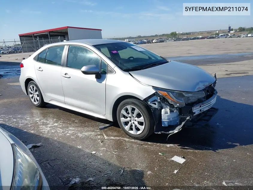 TOYOTA COROLLA 2021, VIN 5YFEPMAEXMP211074