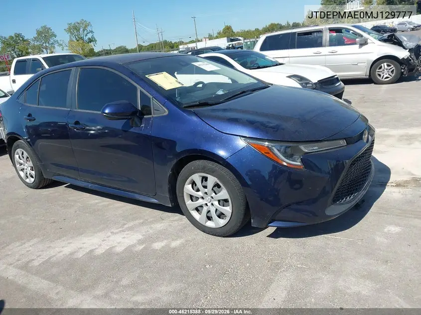 TOYOTA COROLLA 2021, VIN JTDEPMAE0MJ129777