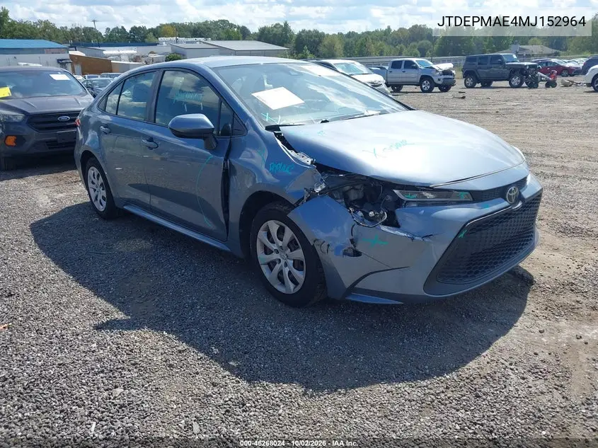 TOYOTA COROLLA 2021, VIN JTDEPMAE4MJ152964