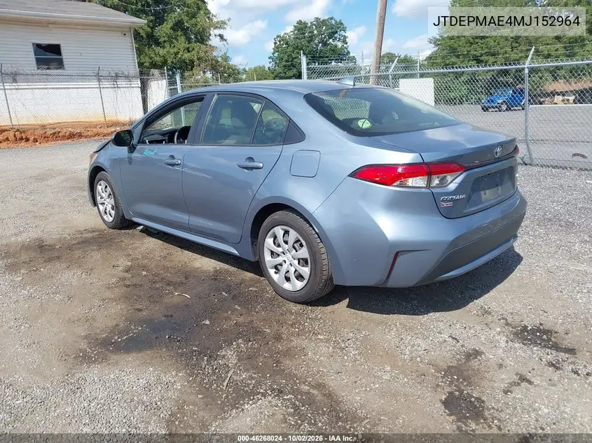 2021 TOYOTA COROLLA VIN JTDEPMAE4MJ152964 — фото 3