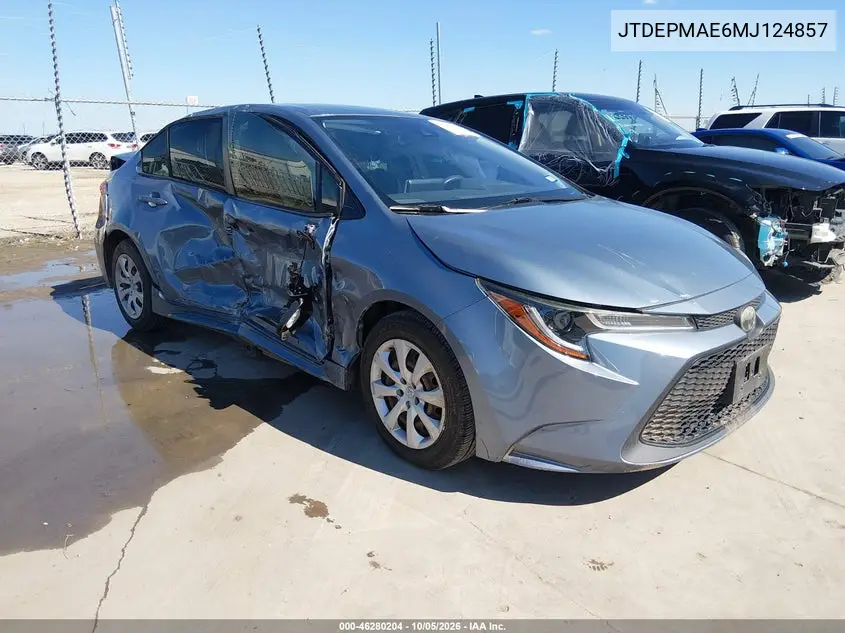 TOYOTA COROLLA 2021, VIN JTDEPMAE6MJ124857