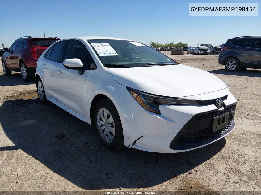 TOYOTA COROLLA 2021, VIN 5YFDPMAE3MP198454