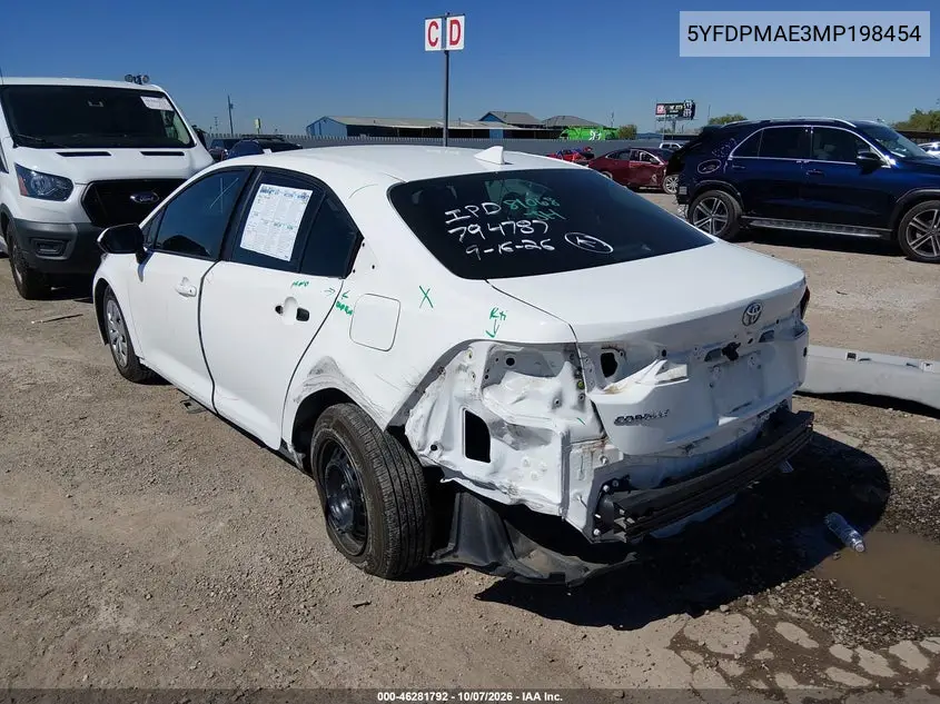 2021 TOYOTA COROLLA VIN 5YFDPMAE3MP198454 — фото 3