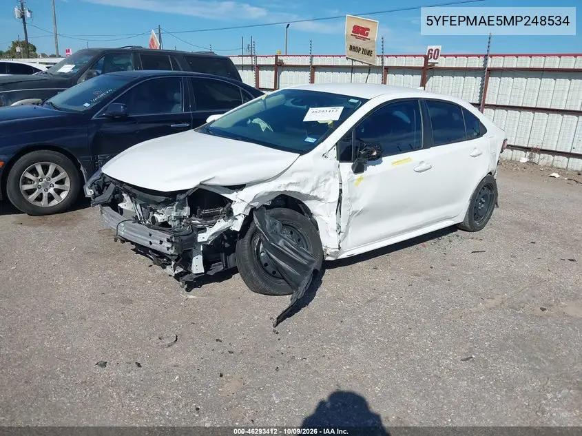 2021 TOYOTA COROLLA VIN 5YFEPMAE5MP248534 — фото 2