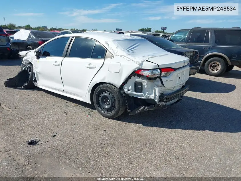2021 TOYOTA COROLLA VIN 5YFEPMAE5MP248534 — фото 3